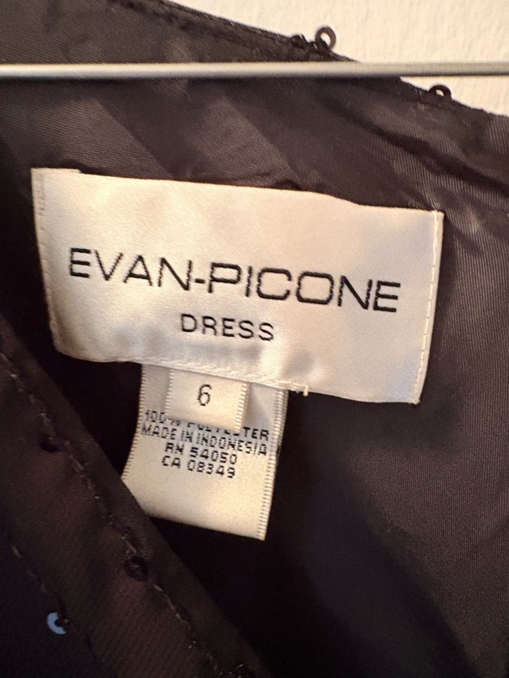 Evan Picone Black Sequin V-Neck Dress - Picture 4 of 9